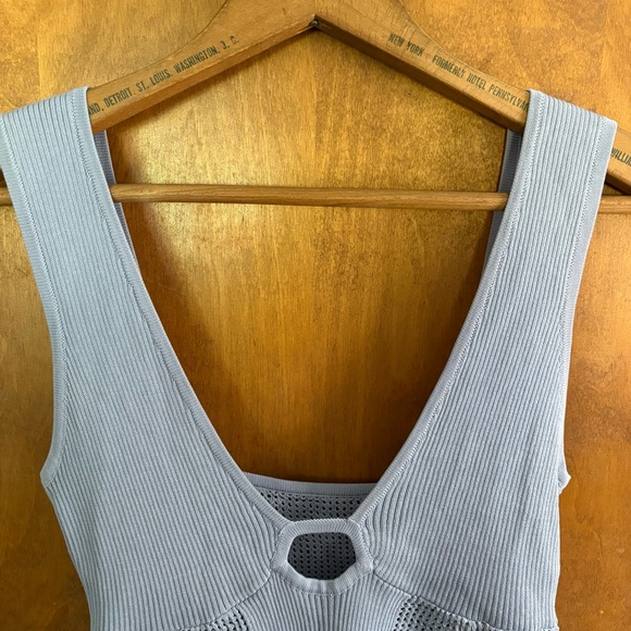 Sovere Blue Intrepid Open Knit Crop Top Revolve Keyhole Crochet NWT Large Sheer - Picture 11 of 16